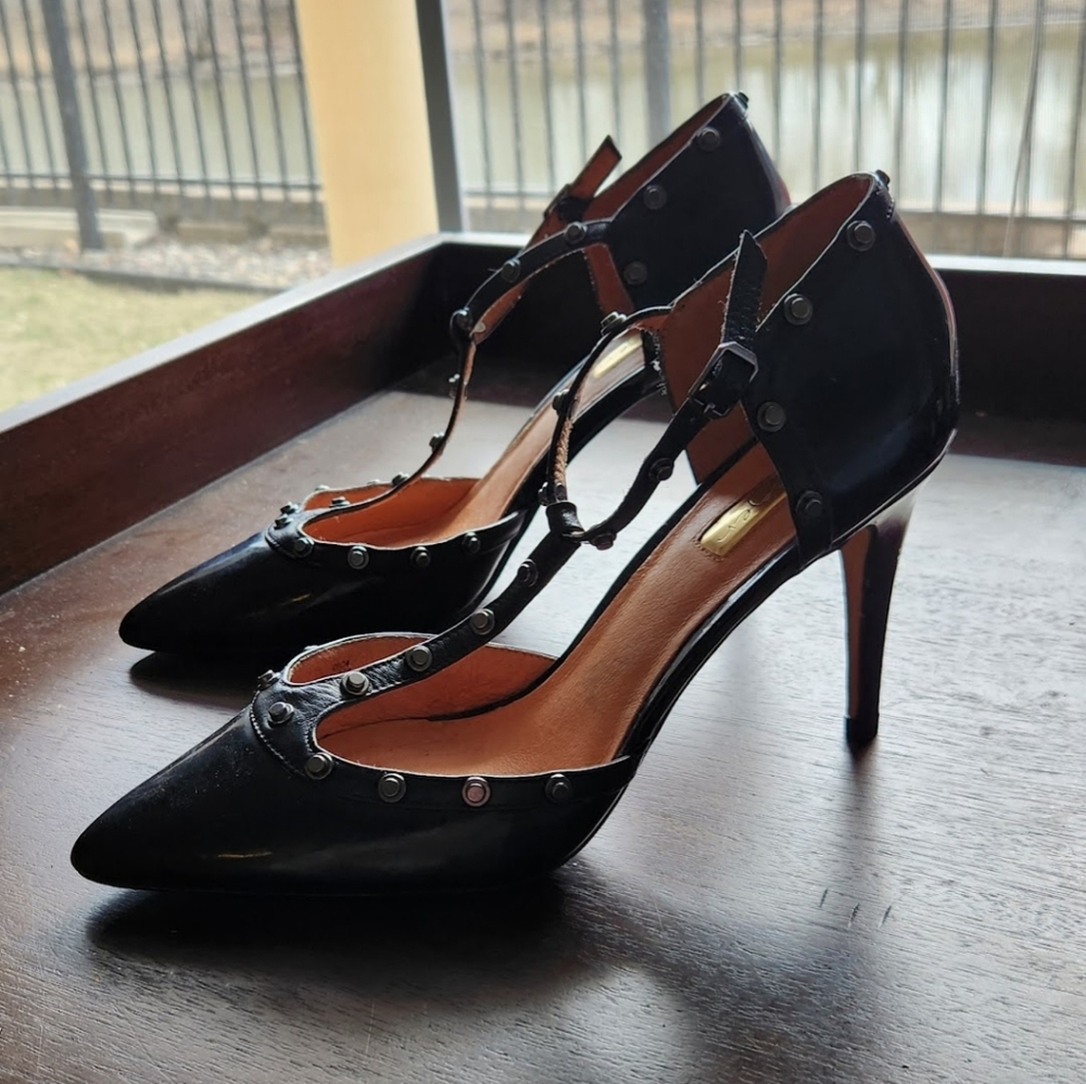 Halogen Black Studded Women's Heels - Picture 2 of 5